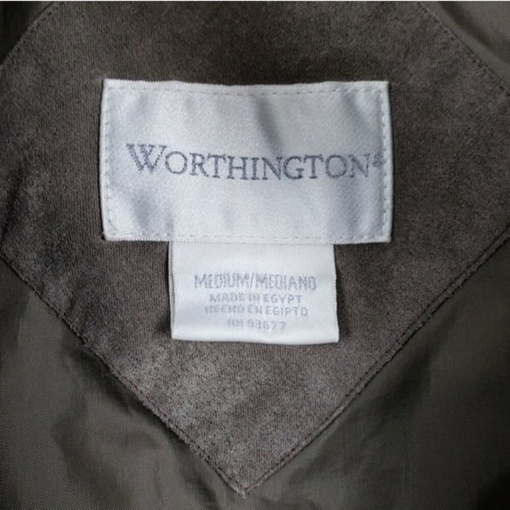 Worthington Essentials Soft Brown Faux Suede Zip Coat Jacket M - Picture 6 of 12